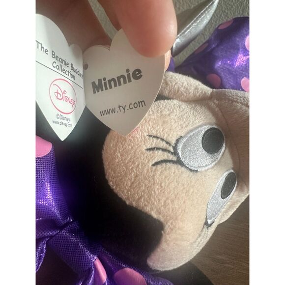 NWT Disney Ty Sparkle Minnie Mouse Plush with Tag in Purple & Pink - Picture 4 of 11